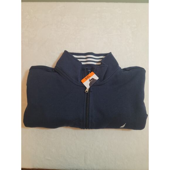 Nautica Sweater NWT Womens 2XL XXL Blue Striped 1/4 Zip Pullover Academia Preppy - Picture 1 of 12
